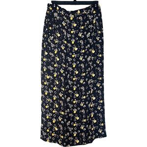 V I N T A G E  Black and Yellow Women's Rayon Skirt - Reformation Vibe